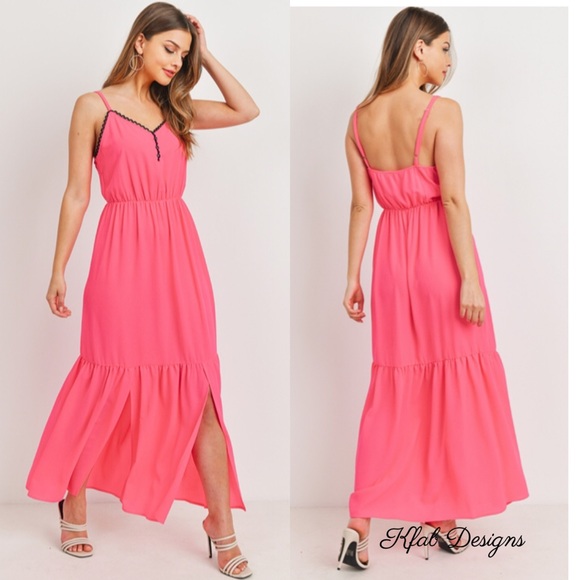 ❤️LAST Lace Trim Sweetheart Neck Tiered Maxi Dress - Picture 2 of 6